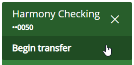 Begin transfer selected from the account tile