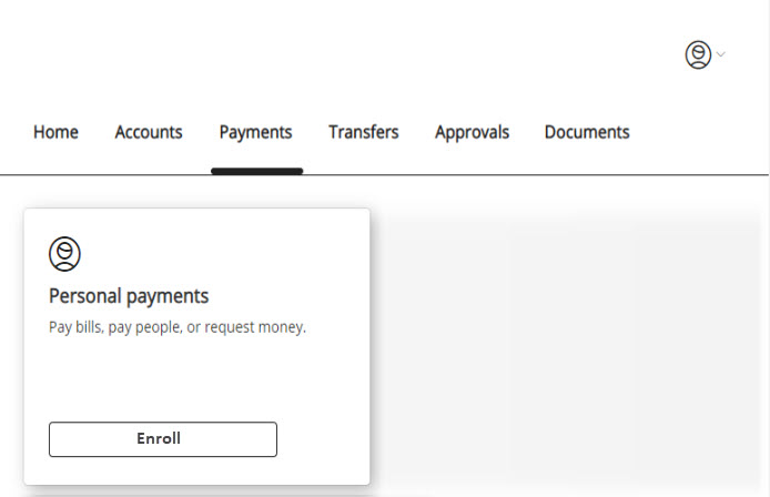 Personal payments tile with an Enroll button