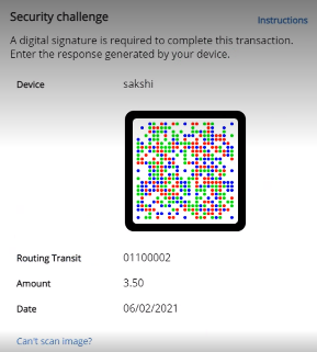 Security Challenge window with a QR Code