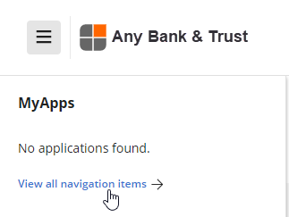 View all navigation items link in MyApps left side pane