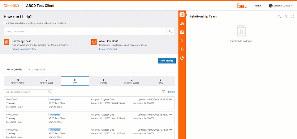 Select your name to access the Profile page.