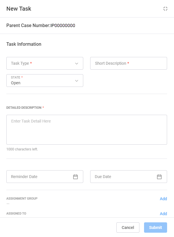 Image showing the New Task window.